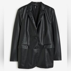 Divided/H&M Loose Fit Faux Leather Blazer Jacket, Fully Lined, Size Small, EUC!